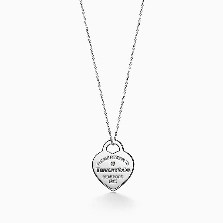 Подвеска в форме сердца Return to Tiffany™, серебро с бриллиантом, размер medium